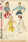 1950s Vintage Simplicity Sewing Pattern 4419 Girls Combination Blouse Slip Sz 10