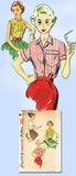 1950s Vintage Simplicity Sewing Pattern 4420 FF Easy Misses Blouse Size 14 32B
