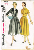 1950s Vintage Simplicity Sewing Pattern 4428 Misses Cocktail Dress Size 12 30B