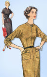 1950s Vintage Simplicity Sewing Pattern 4429 Misses Slender Street Dress Sz 32 B