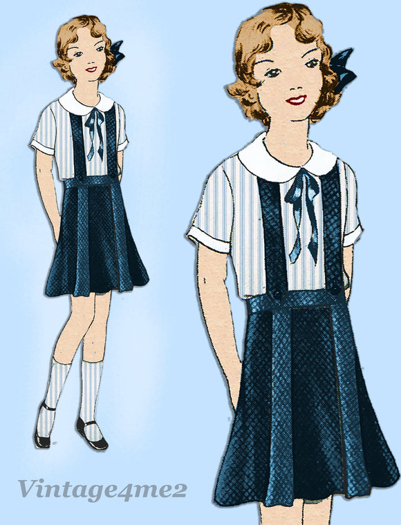 Simplicity 443: 1930s Uncut Girls Skirt & Blouse Size 10 Vintage Sewing Pattern