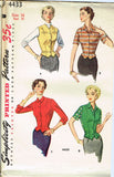 1950s Misses Simplicity Sewing Pattern 4433 FF Misses Weskit Vest & Jacket 34B