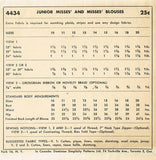 1950s Original Vintage Simplicity Pattern 4434 Uncut Misses Easy Blouse Sz 30 B