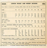 1950s Vintage Misses Blouse Uncut 1953 Simplicity Sewing Pattern 4434 Size 12