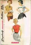 1950s Original Vintage Simplicity Pattern 4434 Uncut Misses Easy Blouse Sz 30 B