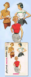1950s Original Vintage Simplicity Pattern 4434 Uncut Misses Easy Blouse Sz 34 B