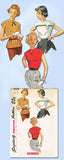 1950s Vintage Misses Simple Blouse Uncut 1953 Simplicity Sewing Pattern Size 16