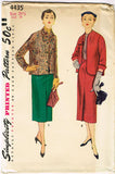 1950s Vintage Simplicity Sewing Pattern 4435 Uncut Plus Size Womens Suit Sz 39 B