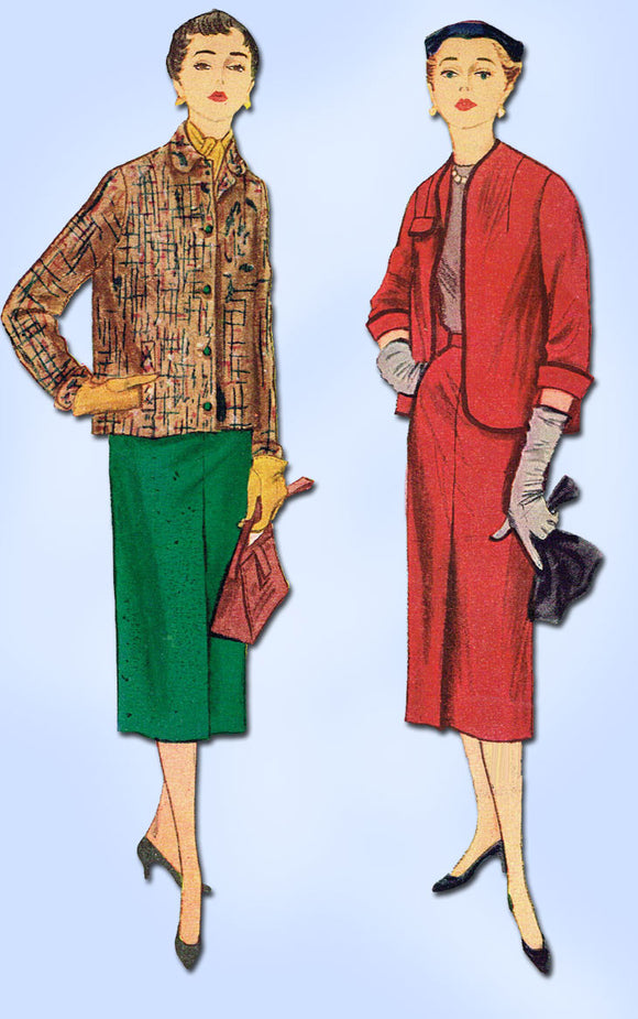 1950s Vintage Simplicity Sewing Pattern 4435 Uncut Misses Half Size Suit Sz 35 B