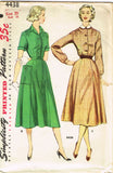 1950s Vintage Simplicity Sewing Pattern 4438 Uncut Ladies Street Dress Sz 20 38B
