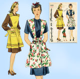 1940s Vintage Simplicity Sewing Pattern 4440 WWII Misses Easy Apron Sz 36 to 38 B