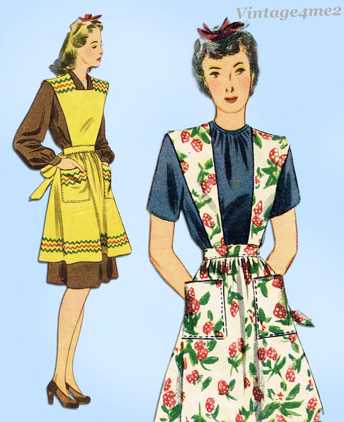 1940s Vintage Simplicity Sewing Pattern 4440 WWII Misses Easy Apron Sz 36 to 38 B
