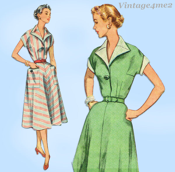 1950s Misses Simplicity Sewing Pattern 4448 Lovely Misses Day Dress Size 32 Bust