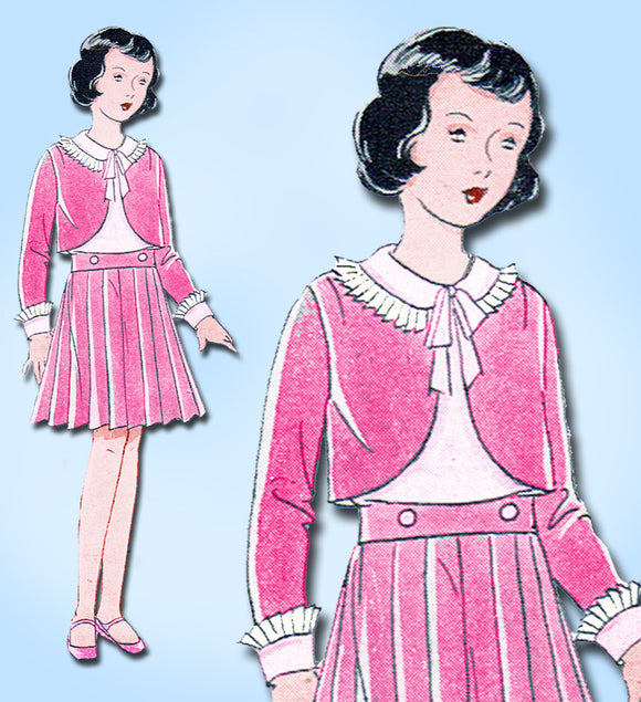 1930s Vintage Simplicity Sewing Pattern 445 Uncut Toddler Girls Bolero Suit Sz 6 - Vintage4me2