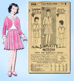 1920s Vintage Simplicity Sewing Pattern 445 Uncut Little Girls Flapper Dress Sz8 - Vintage4me2