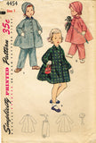 1950s Vintage Simplicity Sewing Pattern 4454 Baby Girls Coat Hat and Pants Sz 1