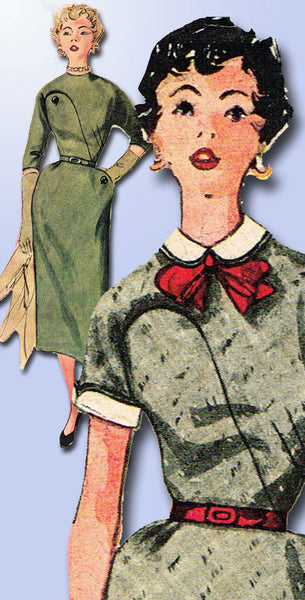 1950s Vintage Simplicity Sewing Pattern 4465 Uncut Misses Day Dress Size 16 34B
