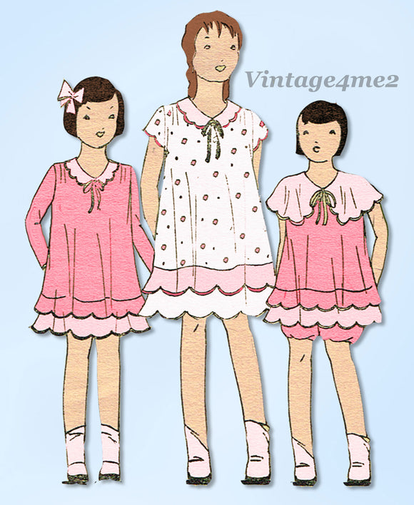 Simplicity 447: 1930s Uncut Girls Bloomer Dress Size 8 Vintage Sewing Pattern - Vintage4me2