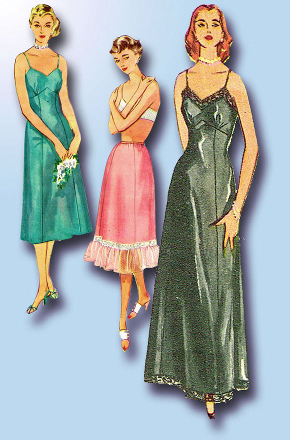 1950s Vintage Simplicity Sewing Pattern 4470 Uncut Misses Set of Slips Size 16