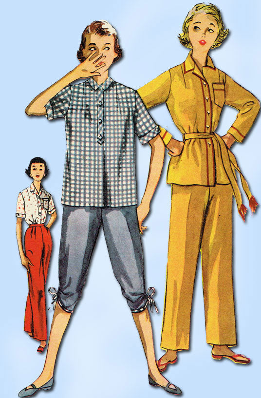 1950s Vintage Simplicity Sewing Pattern 4473 Uncut Misses 2 PC Pajamas Size 14