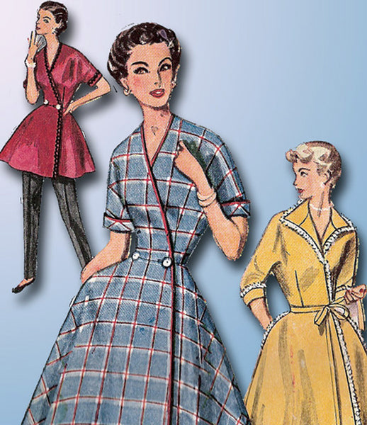 retro house dress 1950s Original Vintage Simplicity Pattern 4474 Misses House Coat 30 B –  Vintage4me2