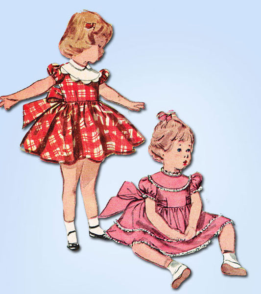 1950s Vintage Simplicity Sewing Pattern 4480 Uncut Toddler Girls Dress Size 2