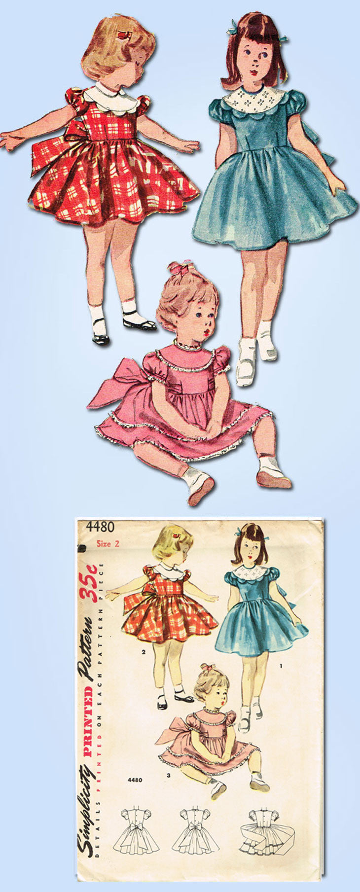 1950s Vintage Simplicity Sewing Pattern 4480 Uncut Toddler Girls Dress –  Vintage4me2