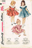 1950s Vintage Simplicity Sewing Pattern 4480 Toddler Girls Party Dress SIze 3