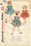Simplicity 4481: 1950s Uncut Toddler Girls Dress Vintage Sewing Pattern