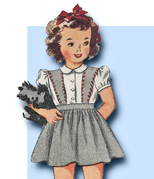 1940s Vintage Simplicity Sewing Pattern 4484 WWII Baby Girls Skirt and Blouse S2