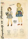 1940s Vintage Simplicity Sewing Pattern 4484 WWII Baby Girls Skirt and Blouse S2