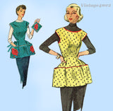 1950s Vintage Simplicity Sewing Pattern 4492 Easy Misses Cobbler Apron Size SM