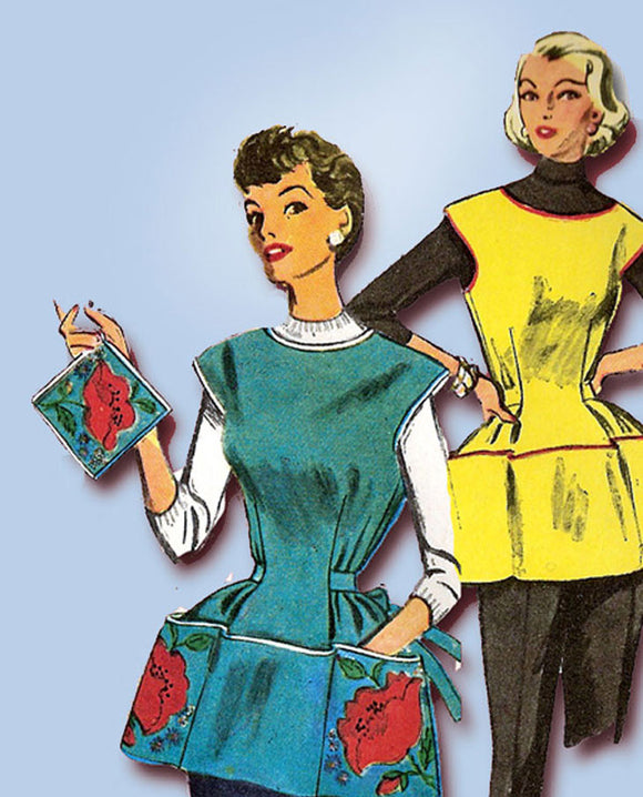 1950s Vintage Simplicity Sewing Pattern 4492 Easy FF Misses Cobbler Apron Sz Lrg