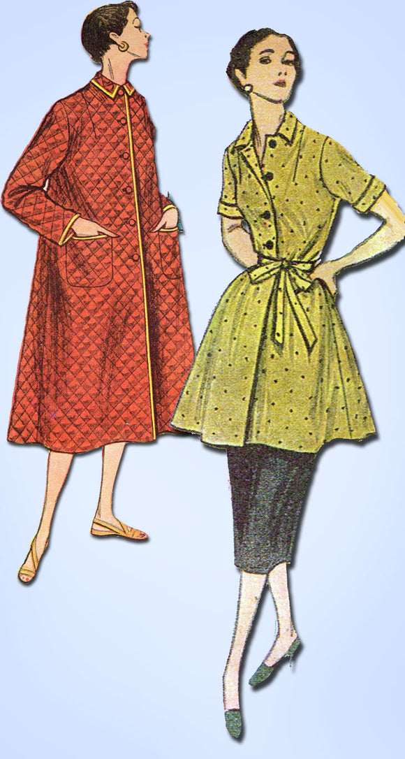 1950s Vintage Simplicity Sewing Pattern 4494 Easy Misses Robe or Duster Size 31B