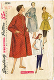 1950s Vintage Simplicity Sewing Pattern 4494 Easy Misses Robe or Duster Size 31B