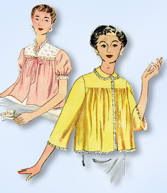 1950s Vintage Simplicity Sewing Pattern 4496 Misses Bedjacket Size 12 30 Bust