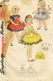 Simplicity 4501: 1950s Toddler Girls Puppy Face Apron Sz6 Vintage Sewing Pattern