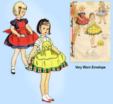 Simplicity 4501: 1950s Toddler Girls Puppy Face Apron Sz6 Vintage Sewing Pattern