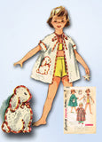 1950s Vintage Simplicity Sewing Pattern 4503 Toddler Girls Bunny Beach Coat Sz 2