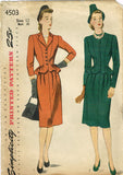 1940s Vintage Simplicity Sewing Pattern 4503 Misses WWII Peplum Suit Size 12 30B