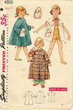 1950s Vintage Simplicity Sewing Pattern 4503 Toddler Girls Bunny Beach Robe Sz 3 - Vintage4me2