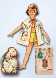 1950s Vintage Simplicity Sewing Pattern 4503 Easy Toddler Girls Beach Robe Sz 4