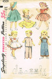 1950s Vintage Simplicity Sewing Pattern 4509 Bonny Braids 14 In Doll Clothes