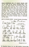 1950s Vintage Simplicity Sewing Pattern 4509 Saucy Walker 22 In Doll Clothes