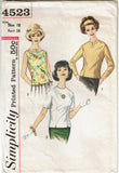 1960s Vintage Simplicity Sewing Pattern 4523 Misses Back Button Blouse Set Size 38 B