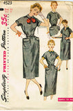 1950s Vintage Simplicity Sewing Pattern 4523 Uncut Misses Day Dress Size 32 Bust