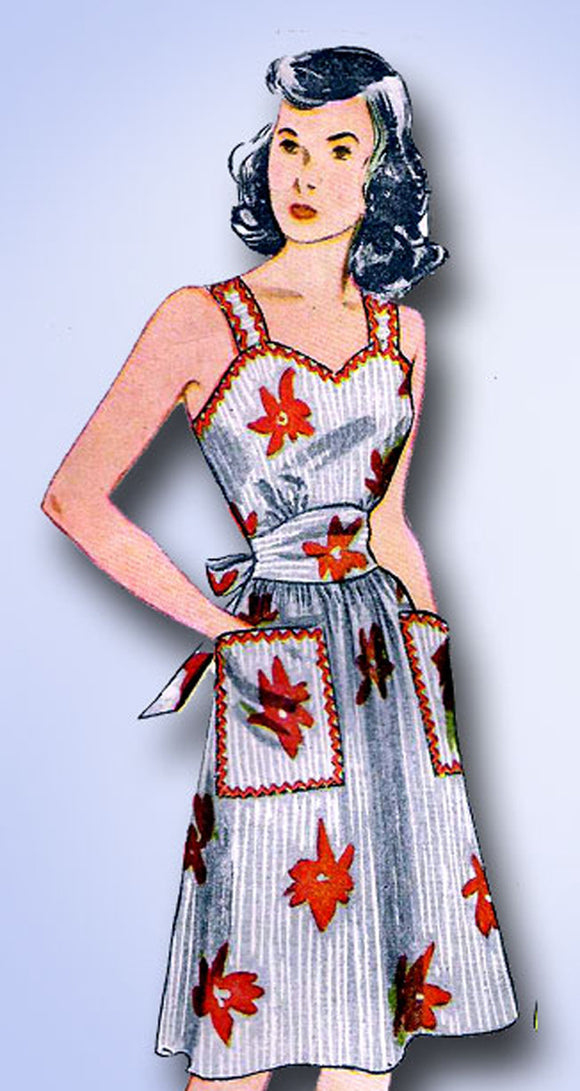 1940s Vintage Simplicity Sewing Pattern 4525 Uncut Pinafore Apron Dres Vintage4me2 1940s Vintage Simplicity Sewing Pattern 4525 Uncut Pinafore Apron Dres Vintage4me2