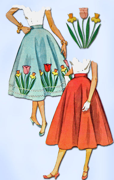 1950s Vintage Simplicity Sewing Pattern 4532 FF Simple Misses Circle Skirt 26W