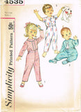 1960s Vintage Simplicity Sewing Pattern 4535 Baby Boys or Girls Footie Pajamas 1
