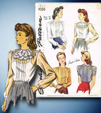1940s Vintage Simplicity Sewing Pattern 4556 Uncut Misses Tucked Blouse Size 30B